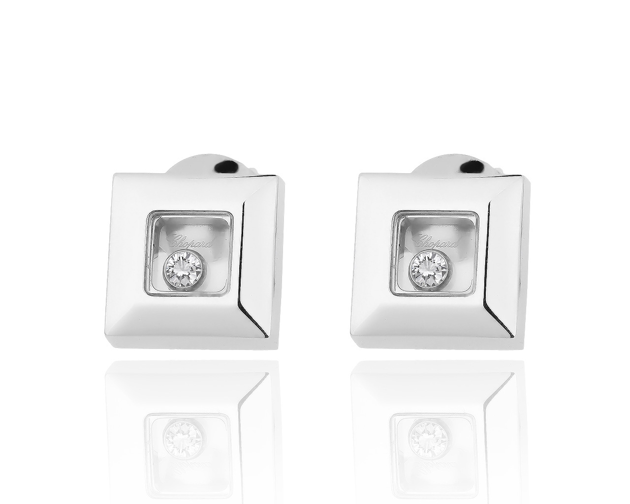 Золотые серьги с бриллиантами 0.11ct Chopard Happy Diamonds 031218/1