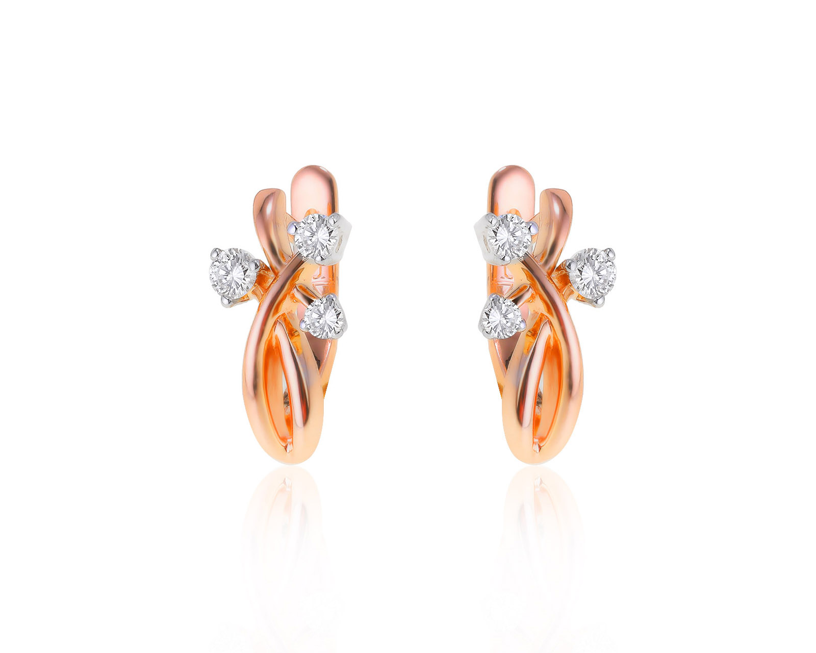 Богатые золотые серьги с бриллиантами 0.35ct