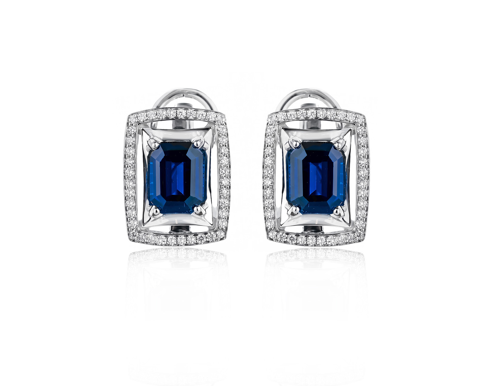 Золотые серьги с сапфирами 3.30ct и бриллиантами 0.32ct 240726/1