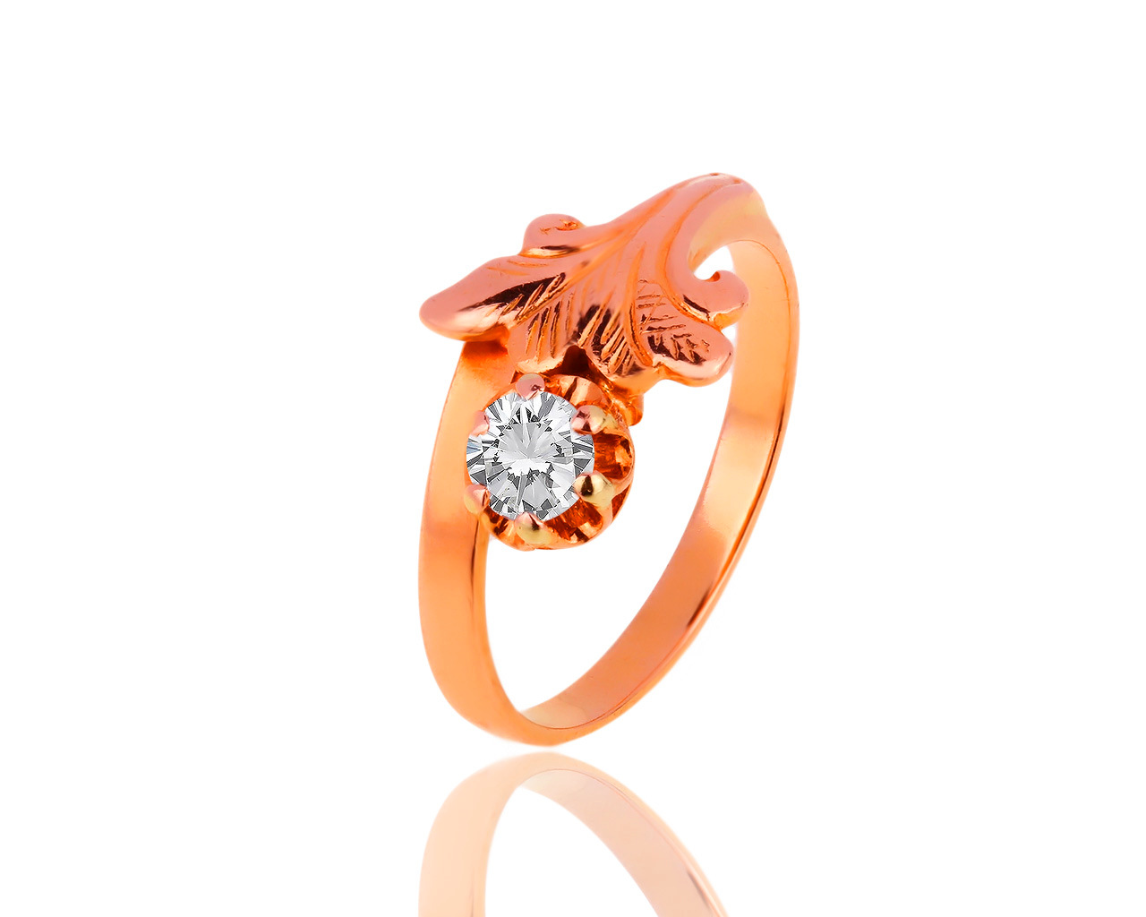 Винтажное золотое кольцо с бриллиантом 0.32ct 020319/15