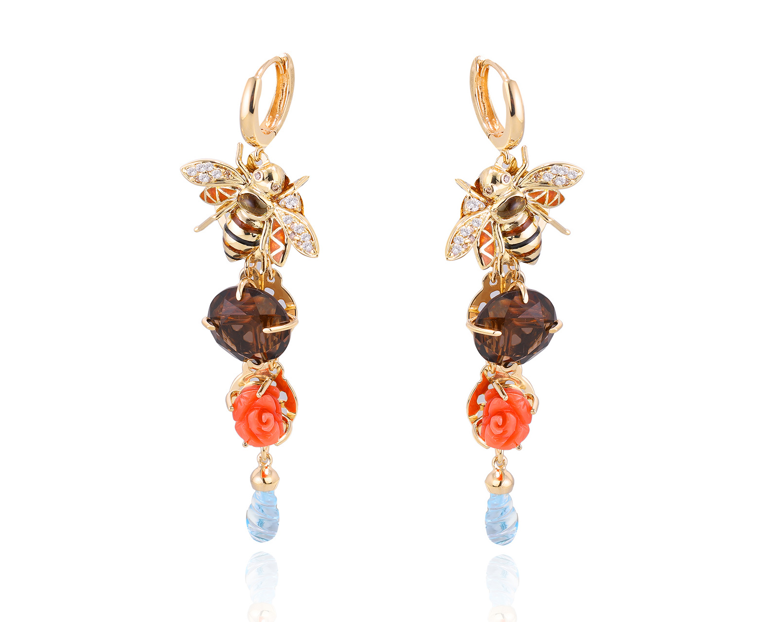 Оригинальные золотые серьги с цветными камнями 20.26ct Roberto Bravo 300324/25