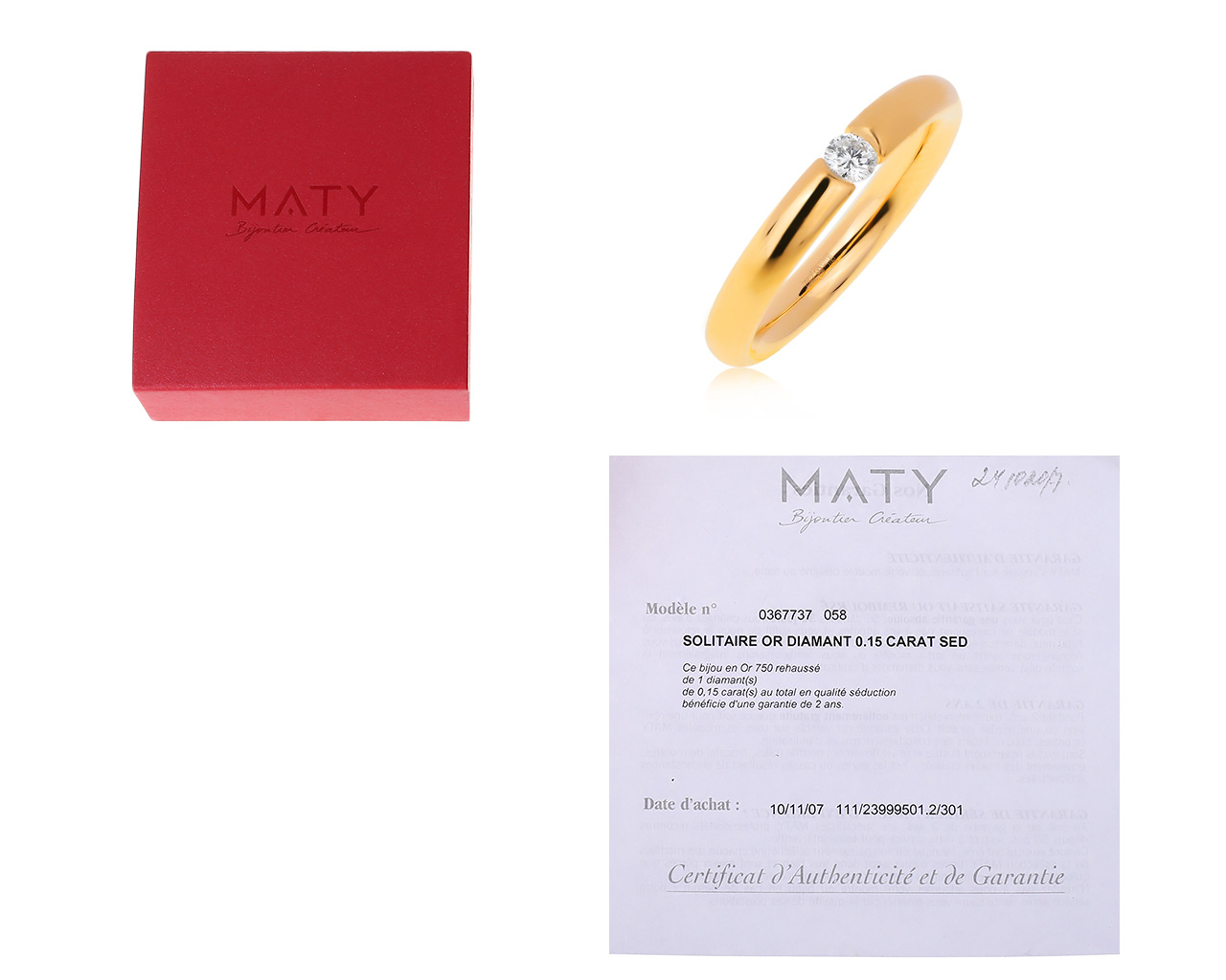 Оригинальное золотое кольцо с бриллиантом 0.14ct Maty