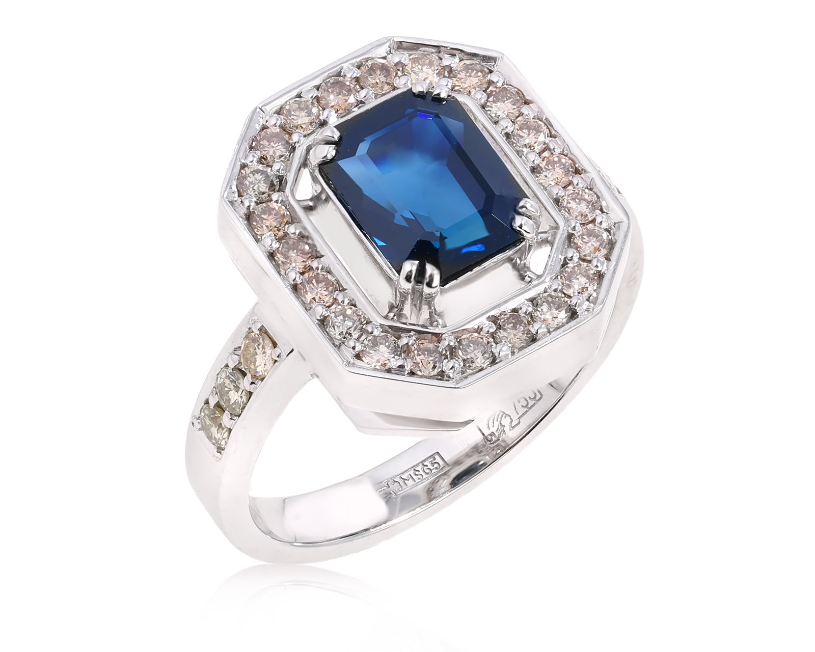 Золотое кольцо с сапфиром 1.90ct и бриллиантами 0.46ct 070825/2