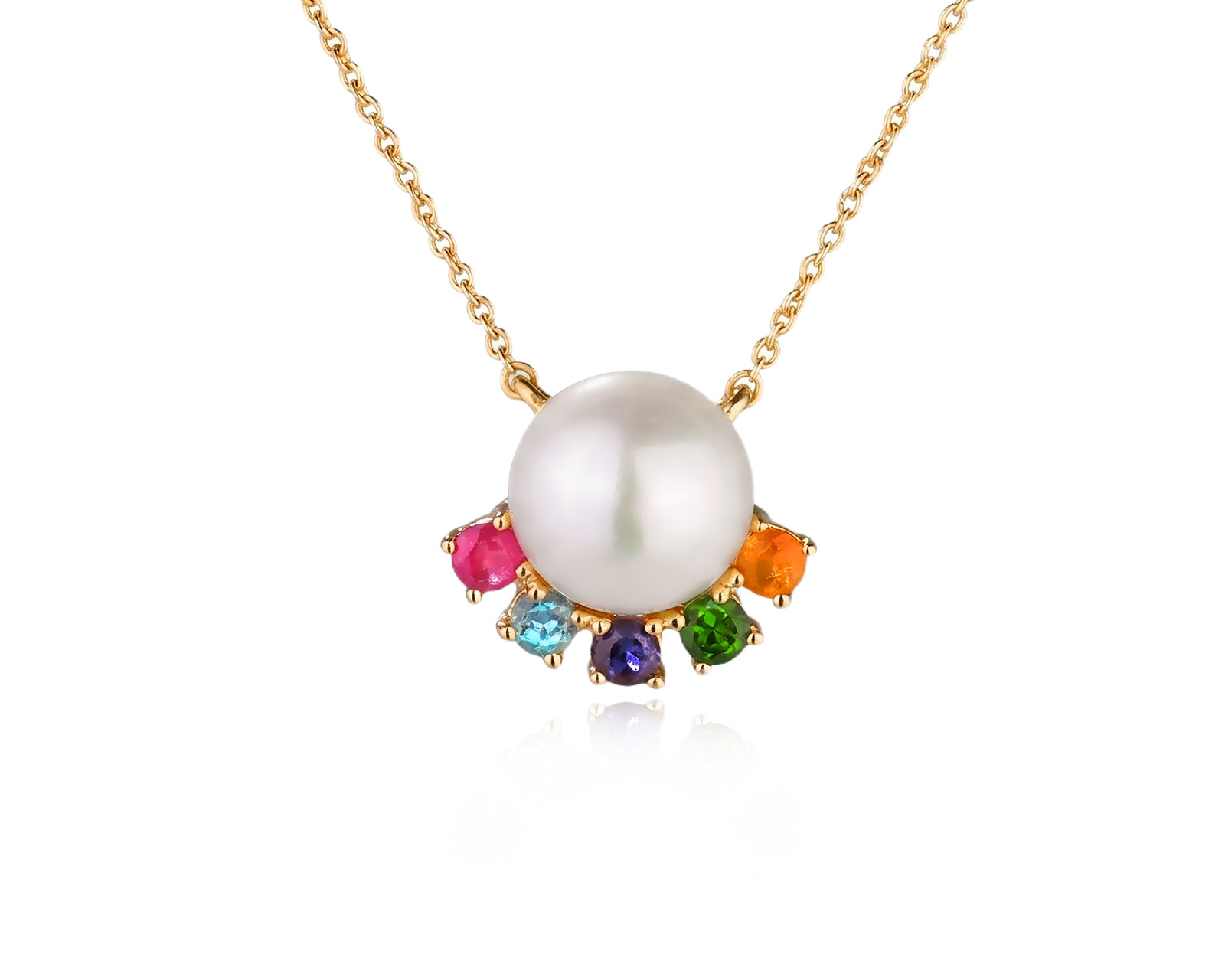 Оригинальное золотое колье с цветными камнями 0.30ct Tous 080526/3