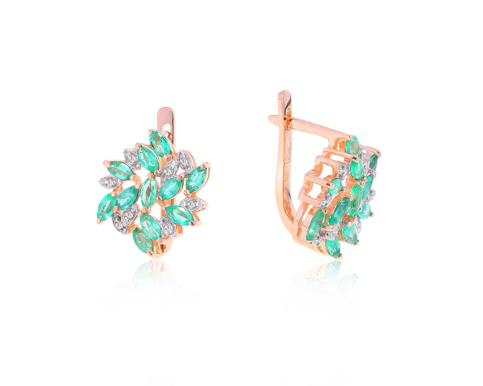 Царские золотые серьги с изумрудами 1.20ct 231221/3