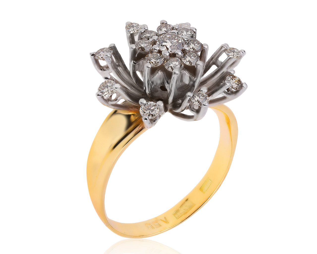 Изящное золотое кольцо с бриллиантами 0.92ct