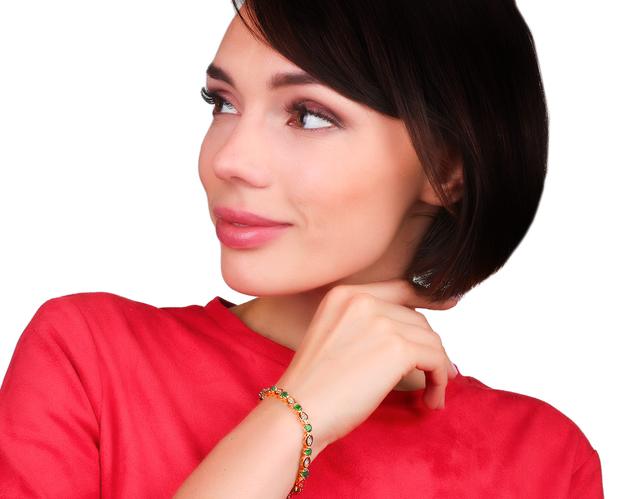 Королевский золотой браслет с изумрудами 2.50ct и бриллиантами 0.56ct