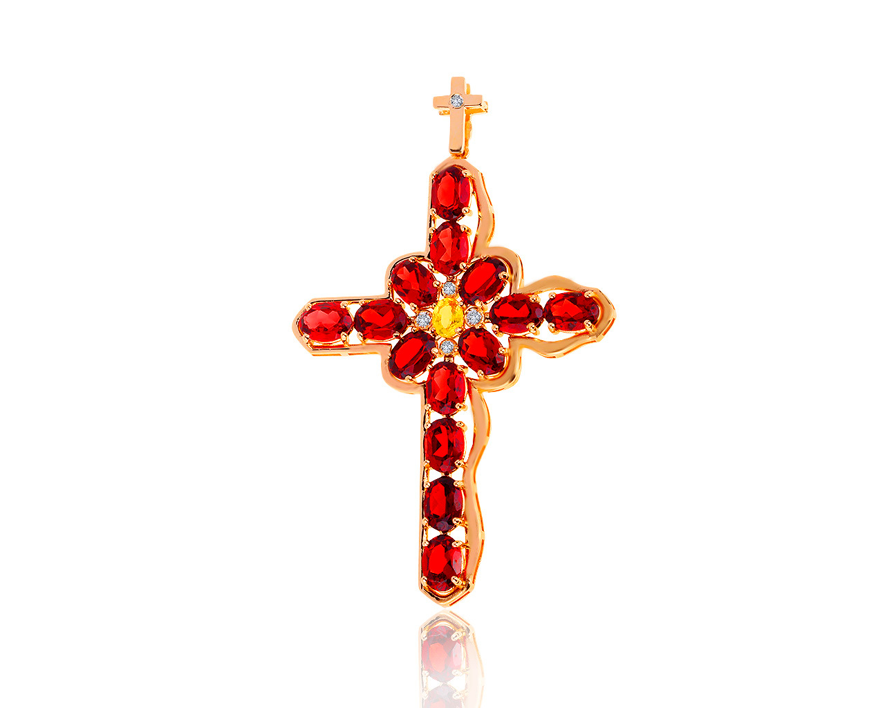 Идеальный золотой кулон с сапфиром 0.38ct и бриллиантами 0.13ct 170819/17