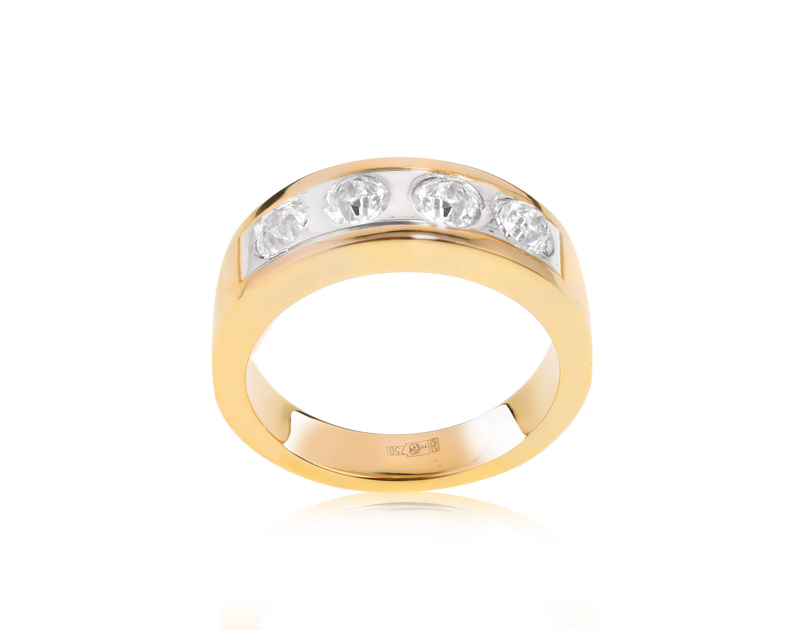 Стильное золотое кольцо с бриллиантами 0.81ct