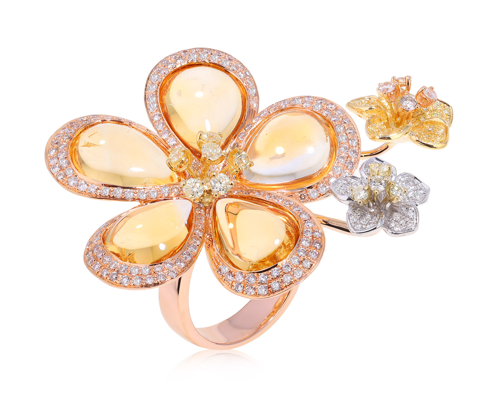 Золотое кольцо с цитринами 22.93ct и бриллиантами 1.90ct 181224/7