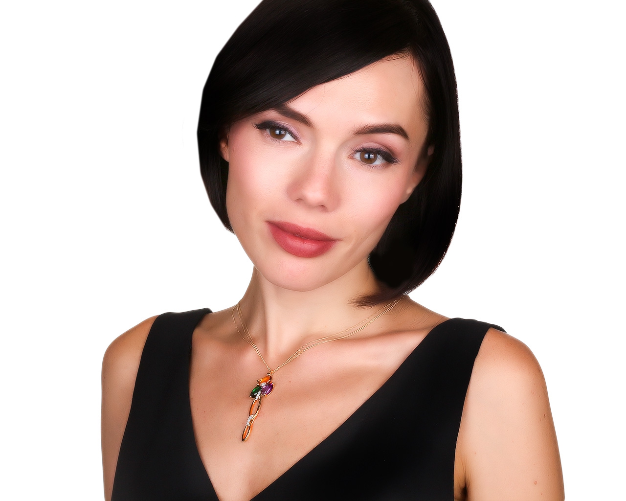 Праздничный золотой кулон с бриллиантами 0.06ct