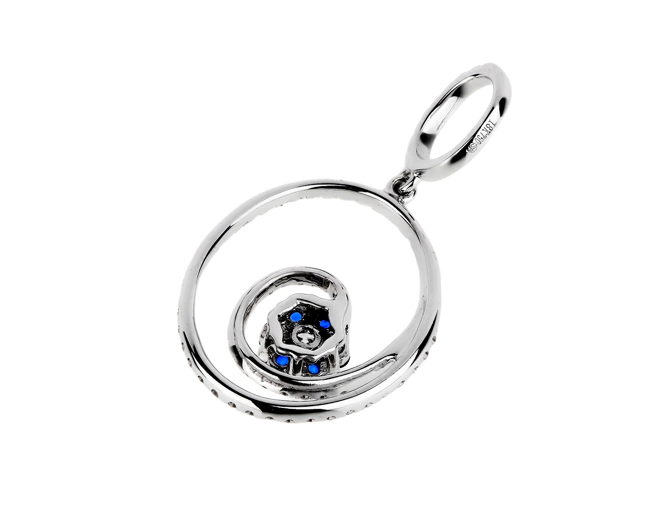 Утонченная бриллиантовая подвеска и сапфирами