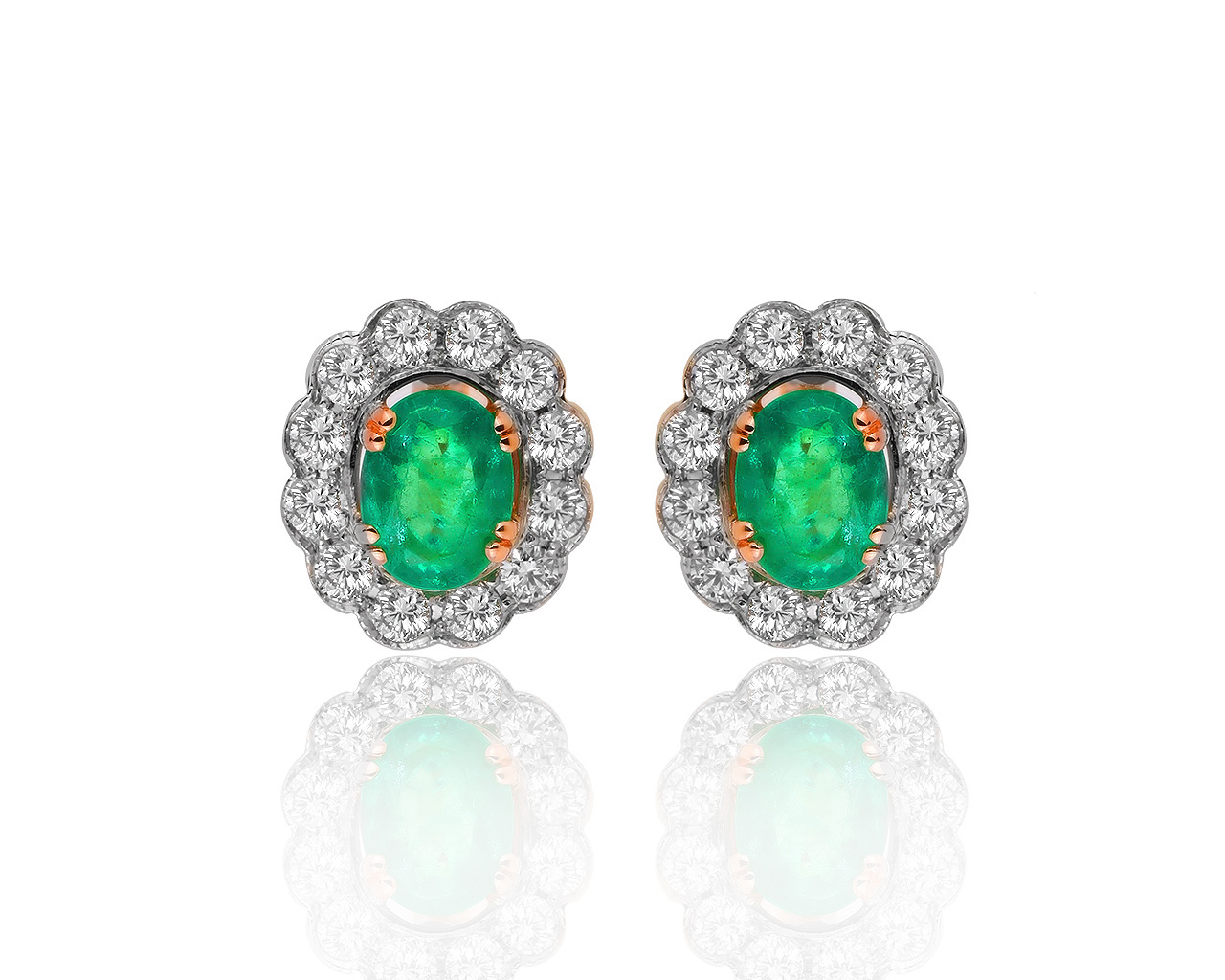 Женственные золотые серьги с изумрудами 1.61ct 270120/2