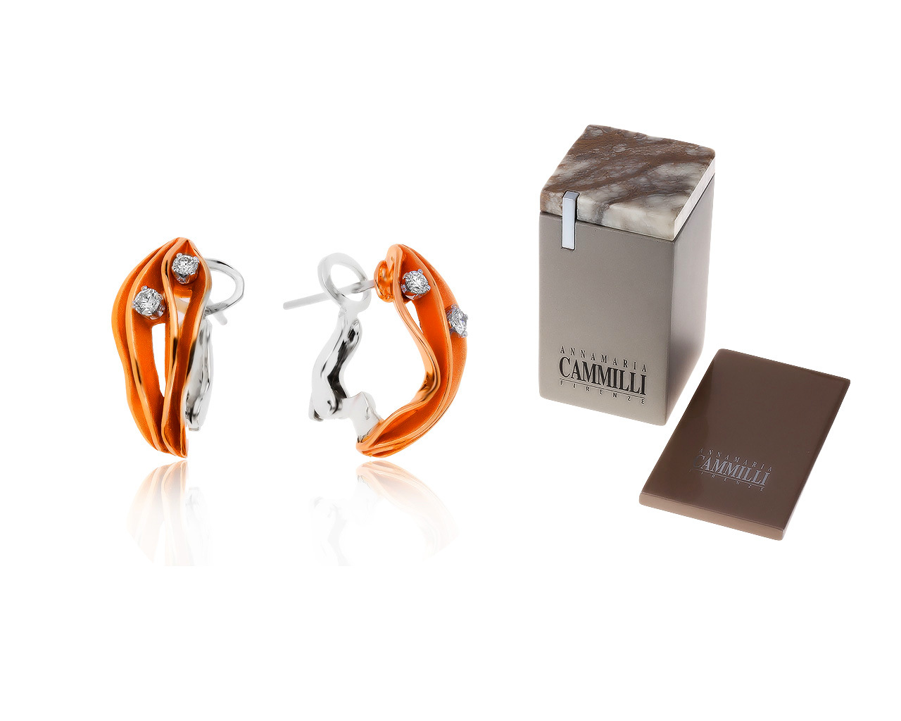 Оригинальные золотые серьги с бриллиантами 0.24ct Annamaria Cammilli