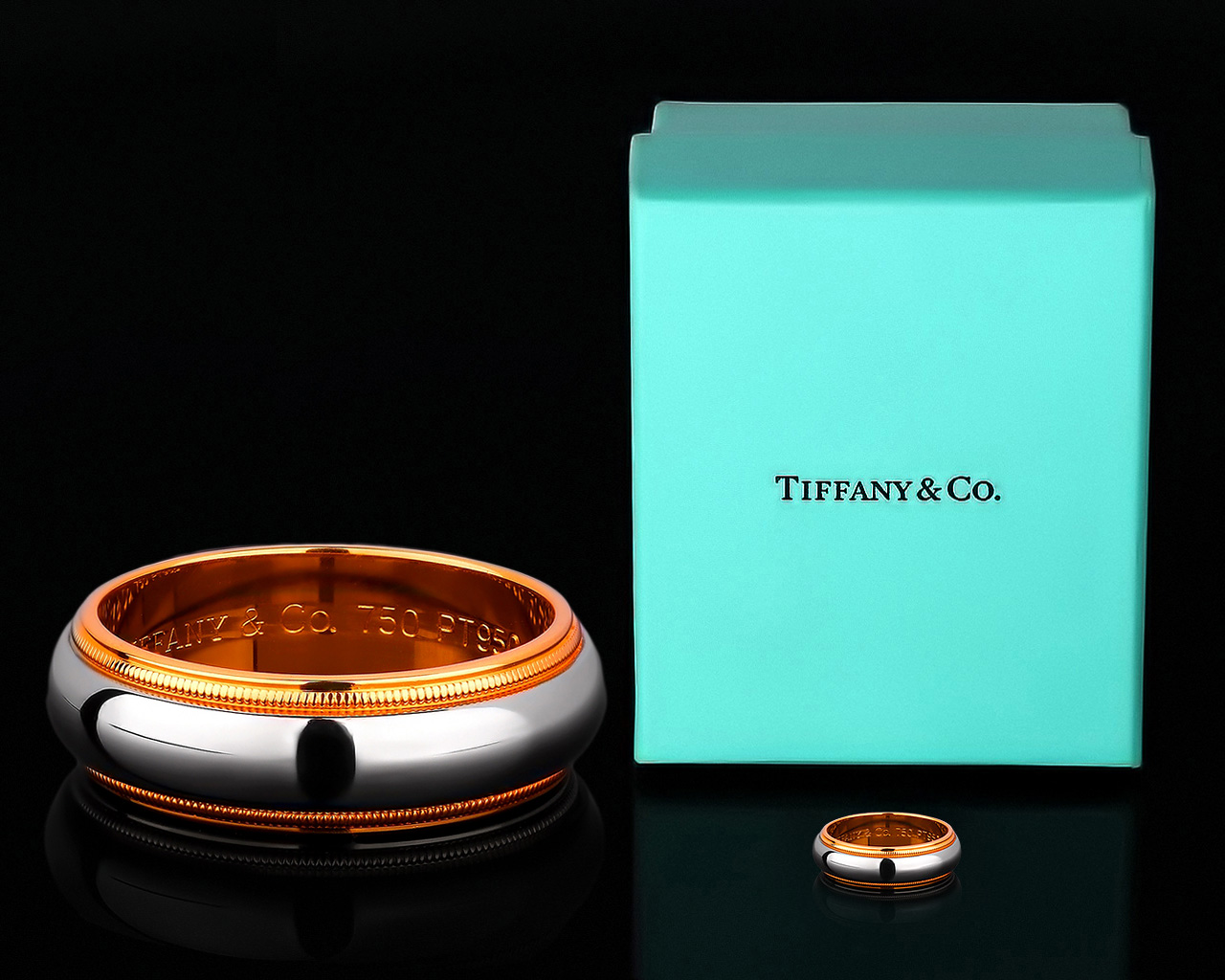 Обручальное кольцо из платины и золота Tiffany&Co Milgrain