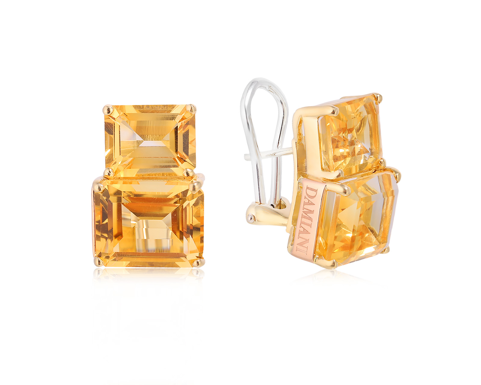 Оригинальные золотые серьги с цитринами 16.30ct Damiani