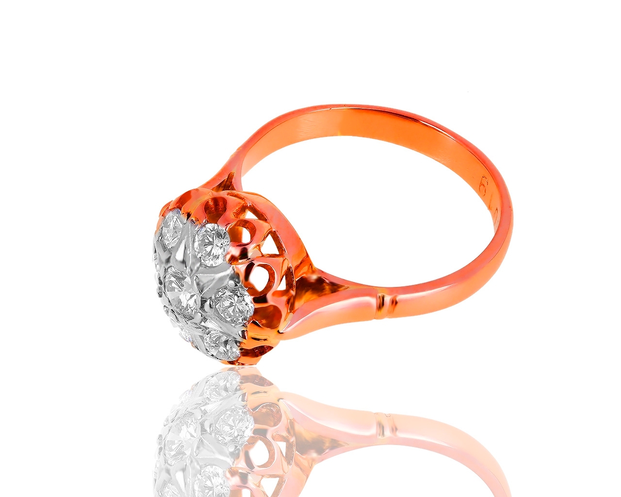 Советское золотое кольцо с бриллиантами 0.68ct