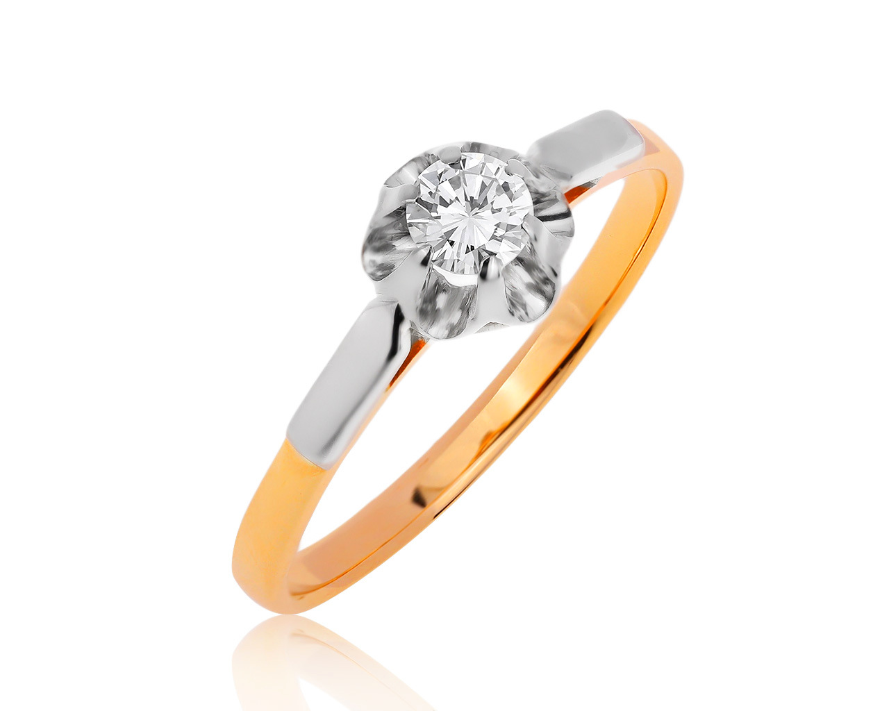 Миниатюрное золотое кольцо с бриллиантом 0.21ct 150420/6