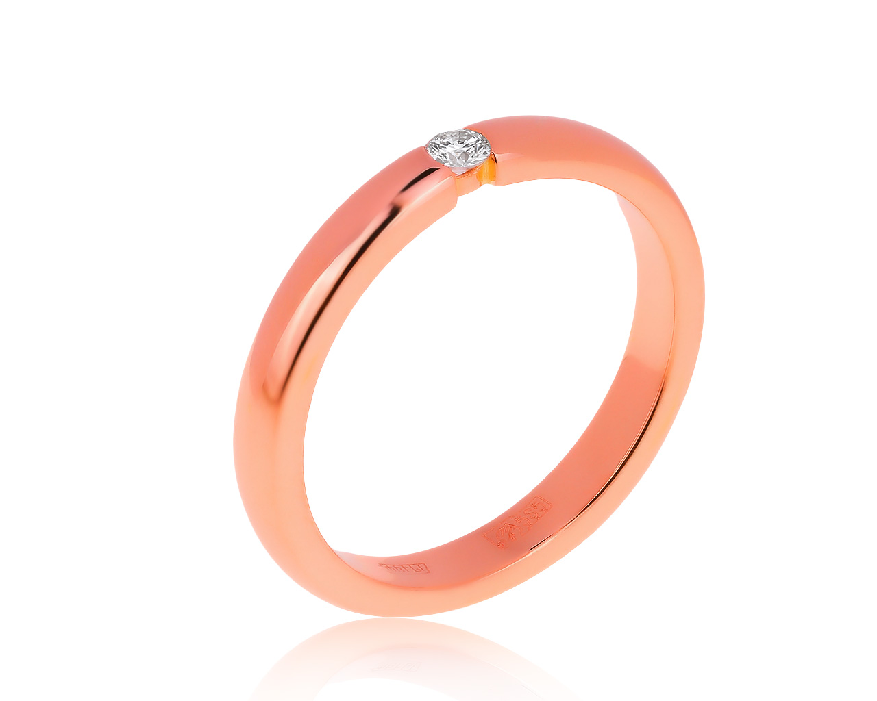 Классическое золотое кольцо с бриллиантом 0.06ct