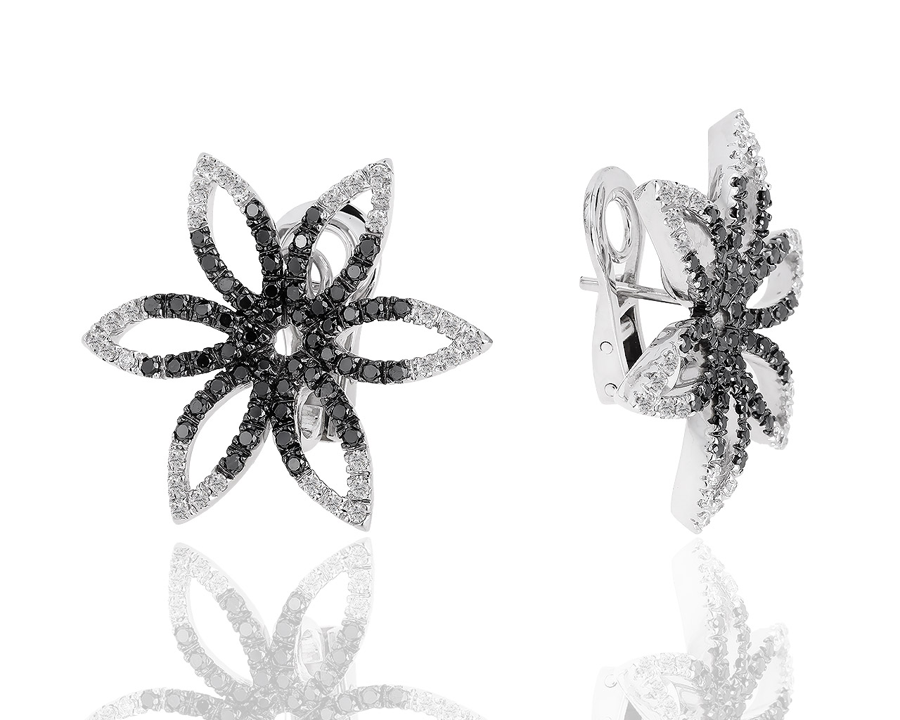 Золотые серьги с черными и белыми бриллиантами 1.80ct 190918/6