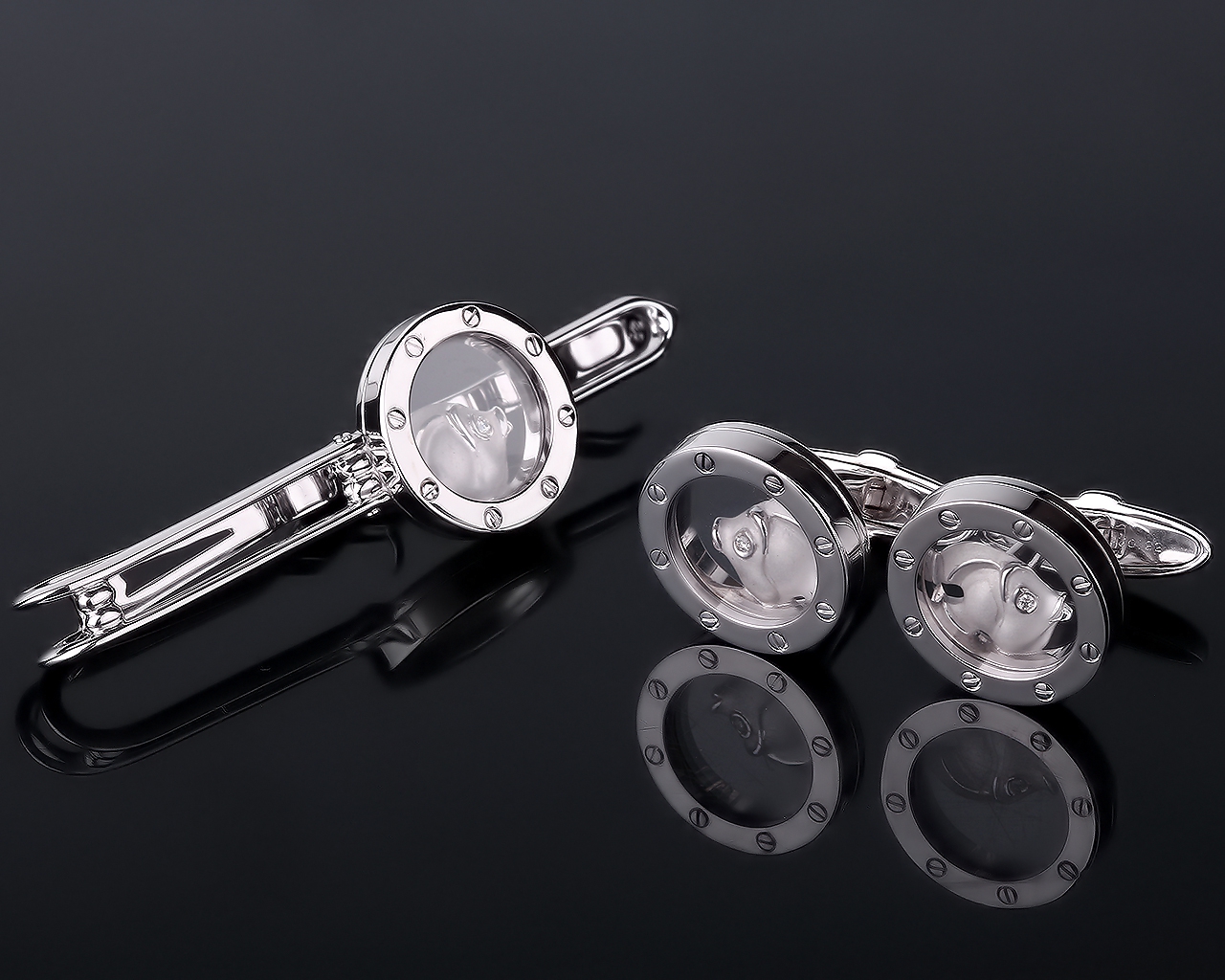 Запонки и заколка с бриллиантами Magerit Zodiac 120117/2