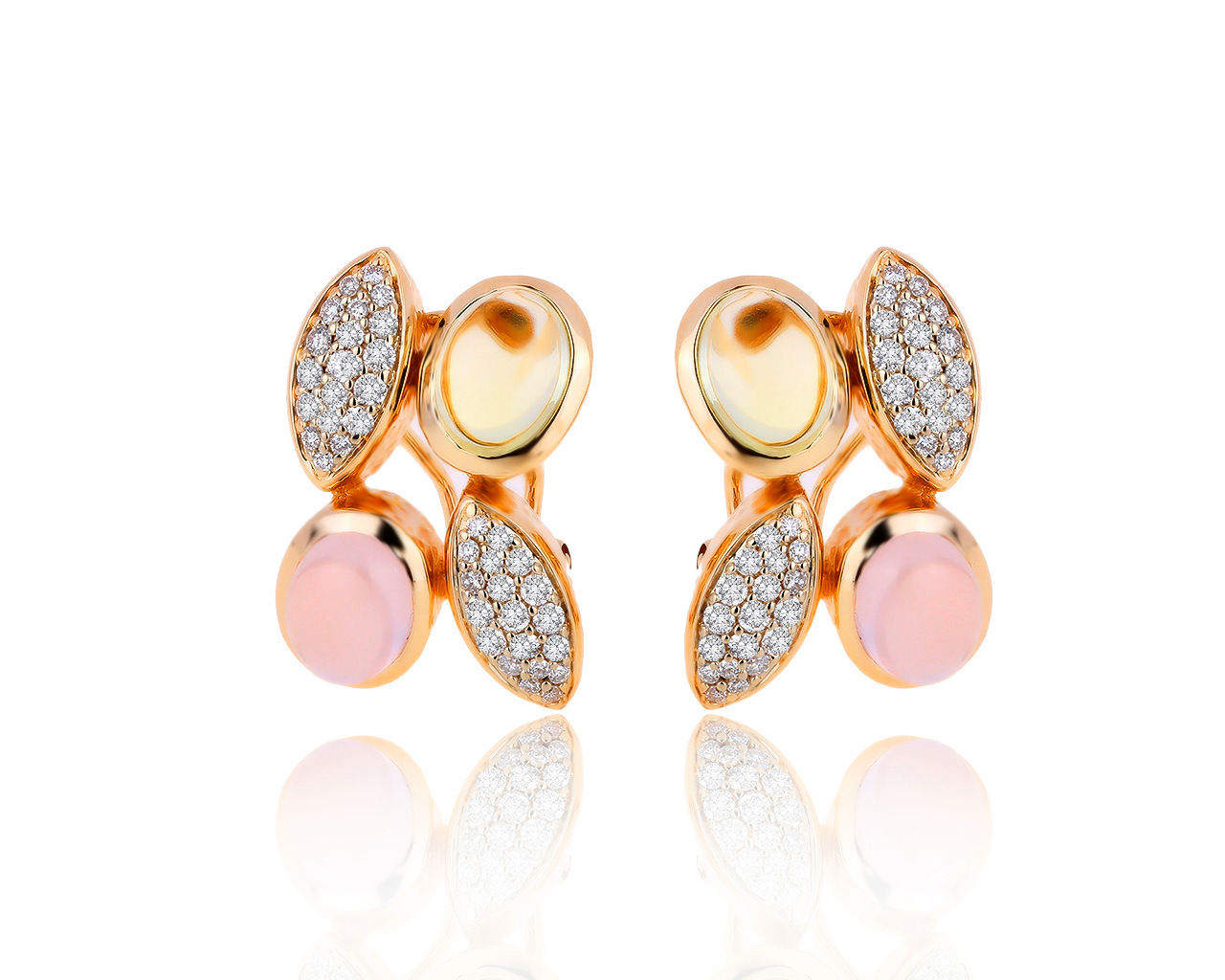 Романтичные золотые серьги с кварцами 4.59ct 080120/2