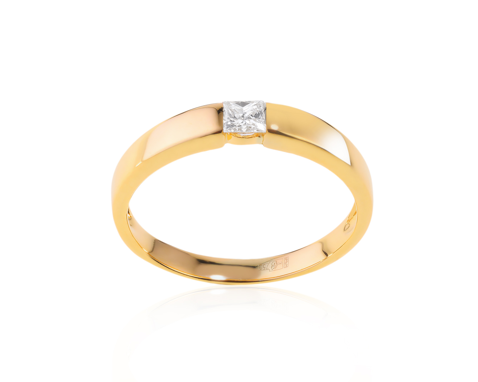 Достойное золотое кольцо с бриллиантом 0.24ct