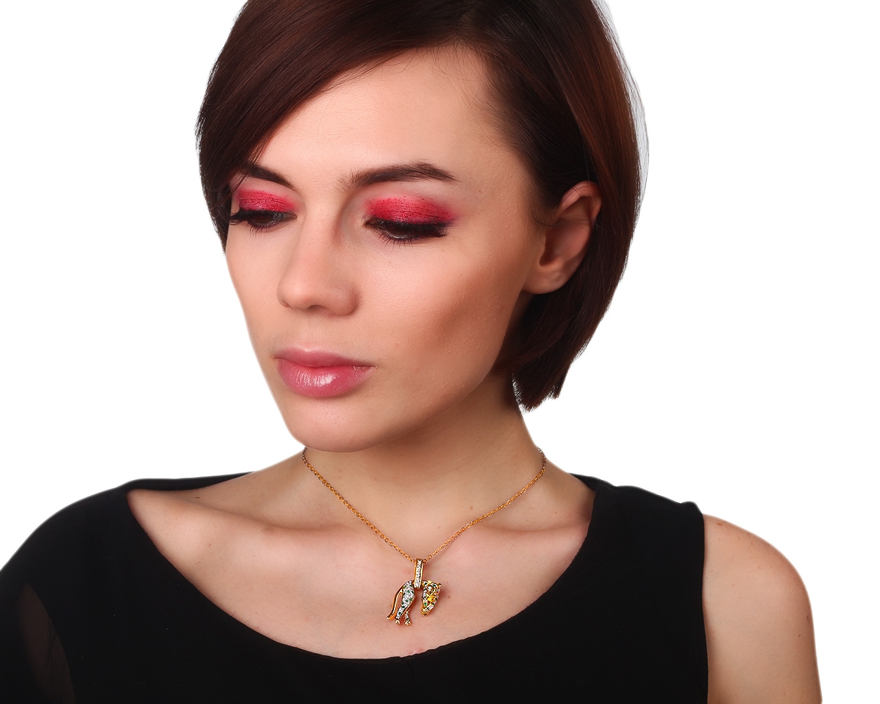 Золотой кулон с бриллиантами 0.20ct и изумрудами 0.25ct