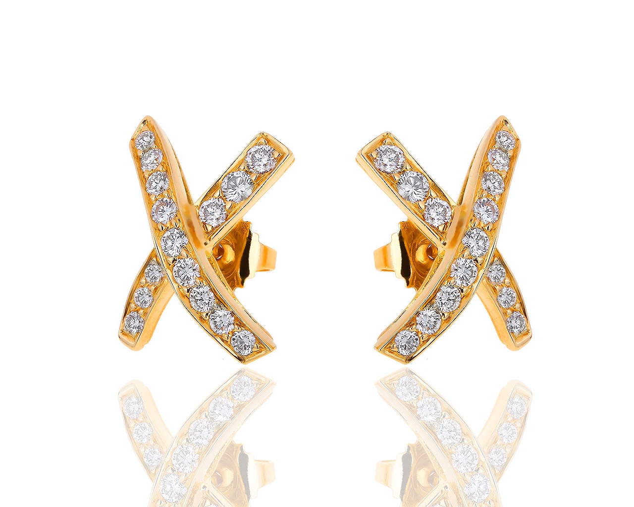 Престижные золотые серьги с бриллиантами 0.60ct Tiffany&Co