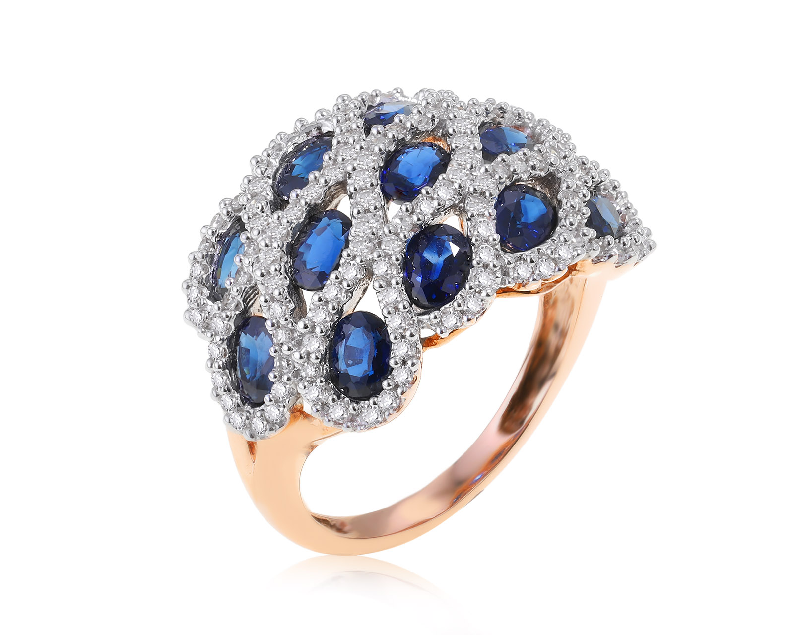 Золотое кольцо с сапфирами 2.92ct и бриллиантами 0.64ct 180424/16