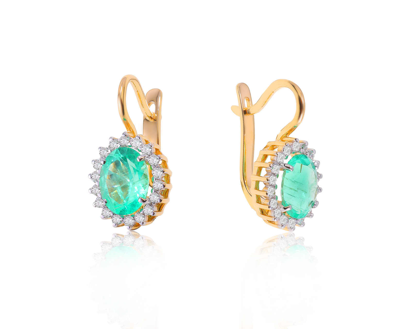 Золотые серьги с изумрудами 3.28ct и бриллиантами 0.45ct 281223/8