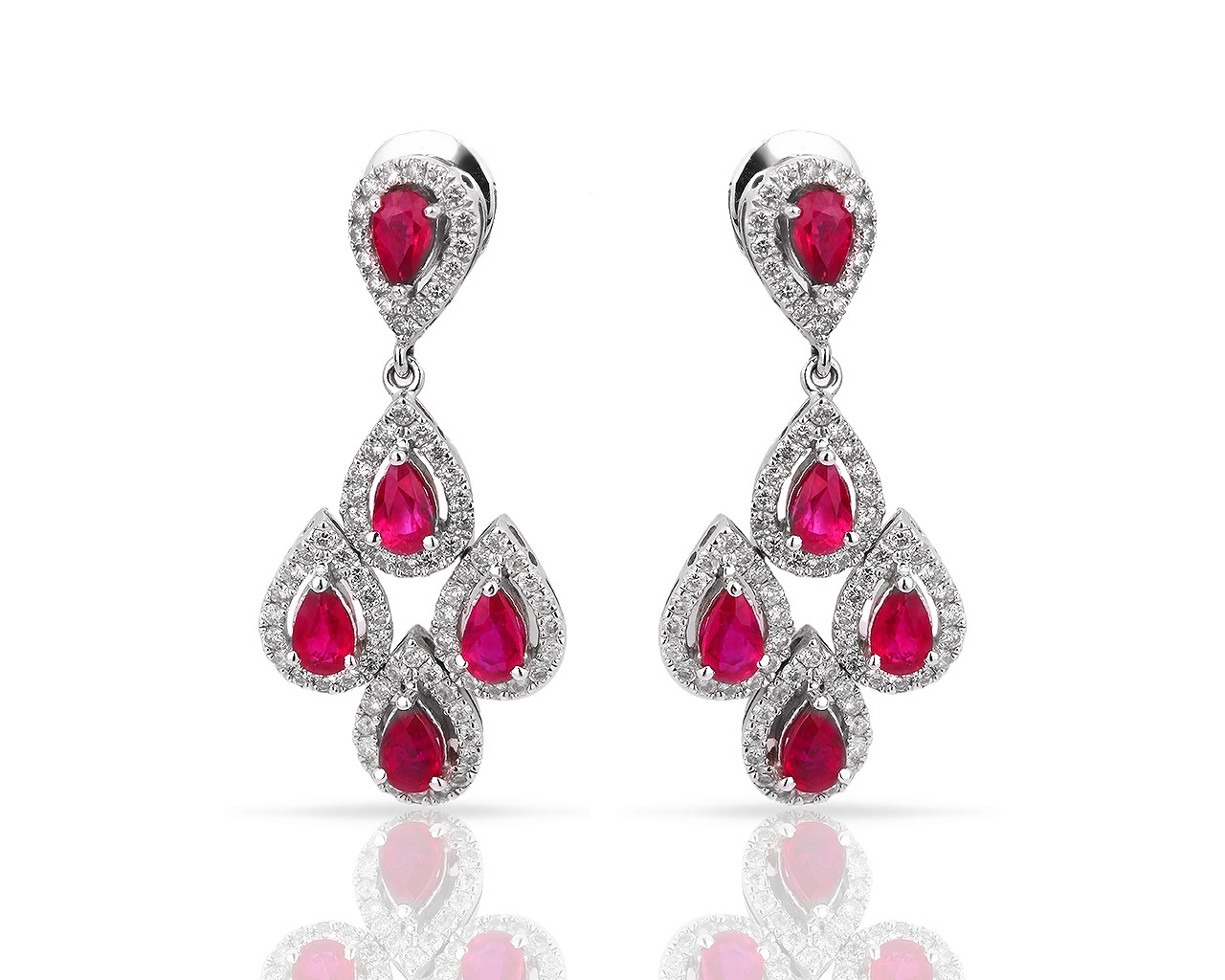 Золотые серьги с бриллиантами 1.44ct и рубинами 4.58ct Prima Exclusive 030618/1