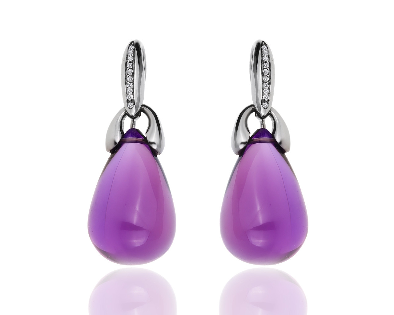 Золотые серьги с аметистами и бриллиантами Gavello 210219/1