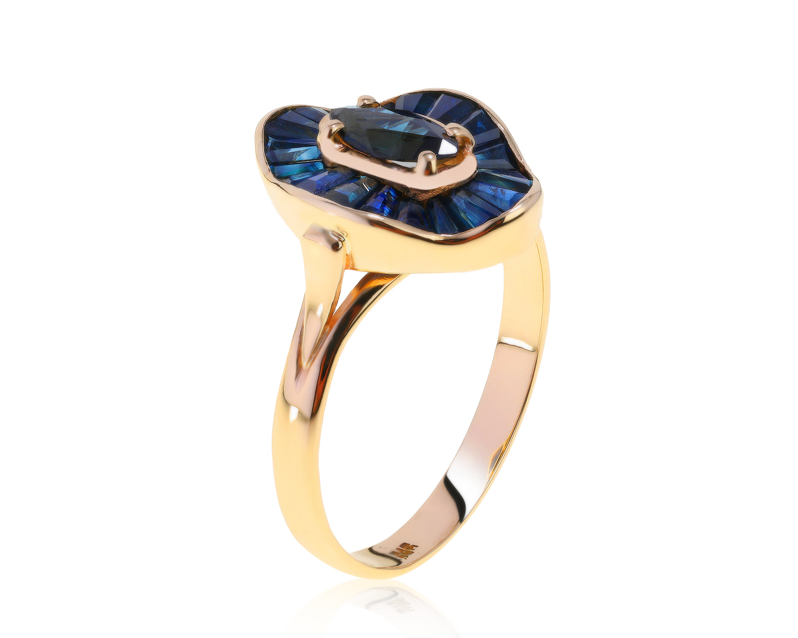 Прекрасное золотое кольцо с сапфирами 2.17ct 011221/22