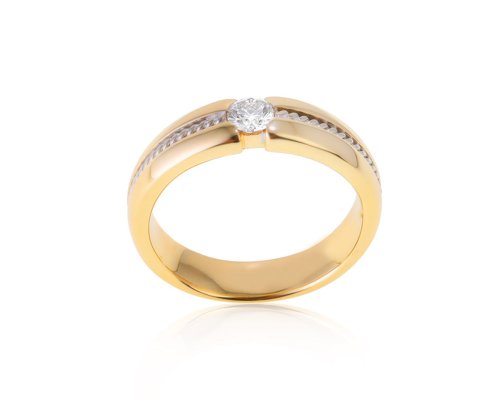 Стильное золотое кольцо с бриллиантом 0.25ct