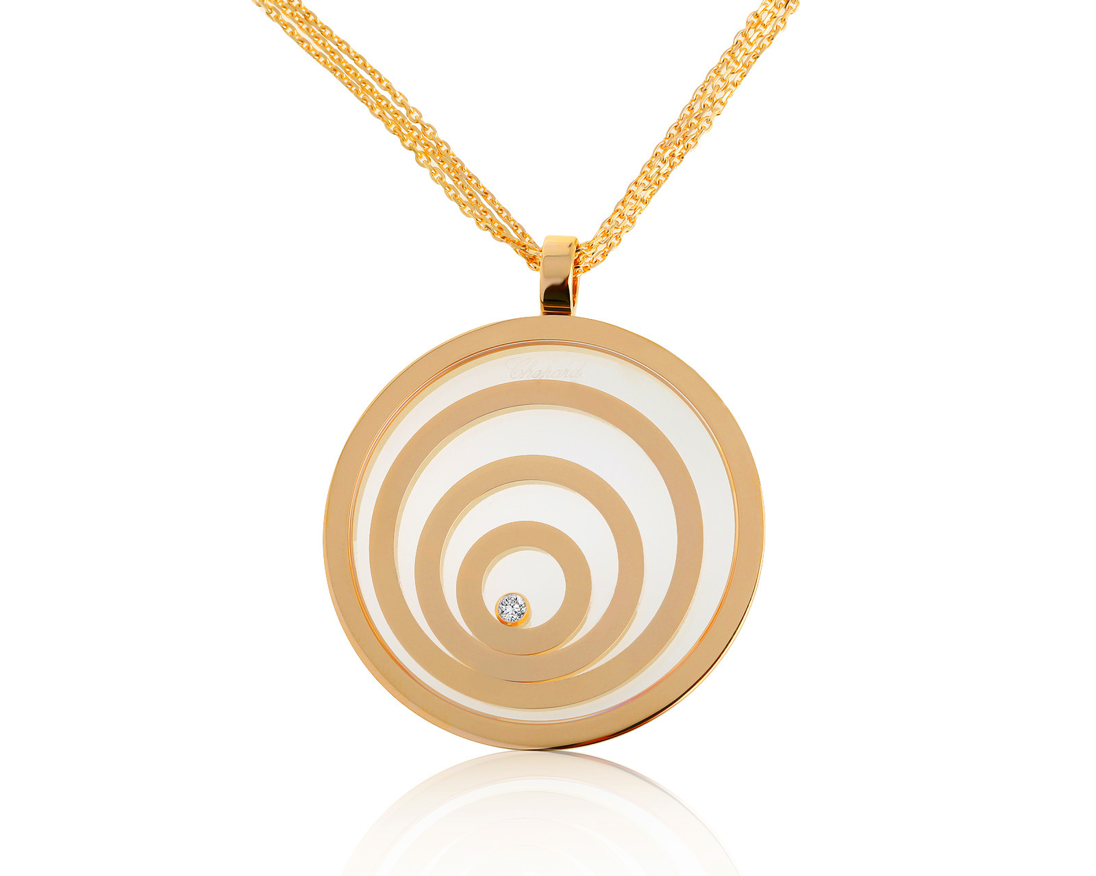 Оригинальный золотой кулон с бриллиантом 0.10ct Chopard Happy Spirit 080721/2