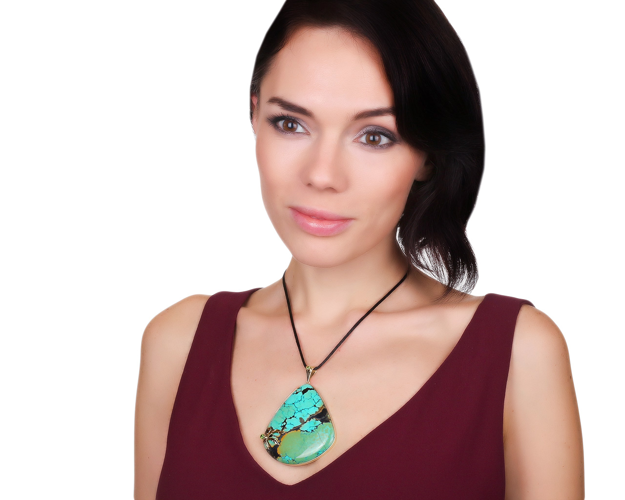 Потрясающий золотой кулон с бирюзой 127.36ct