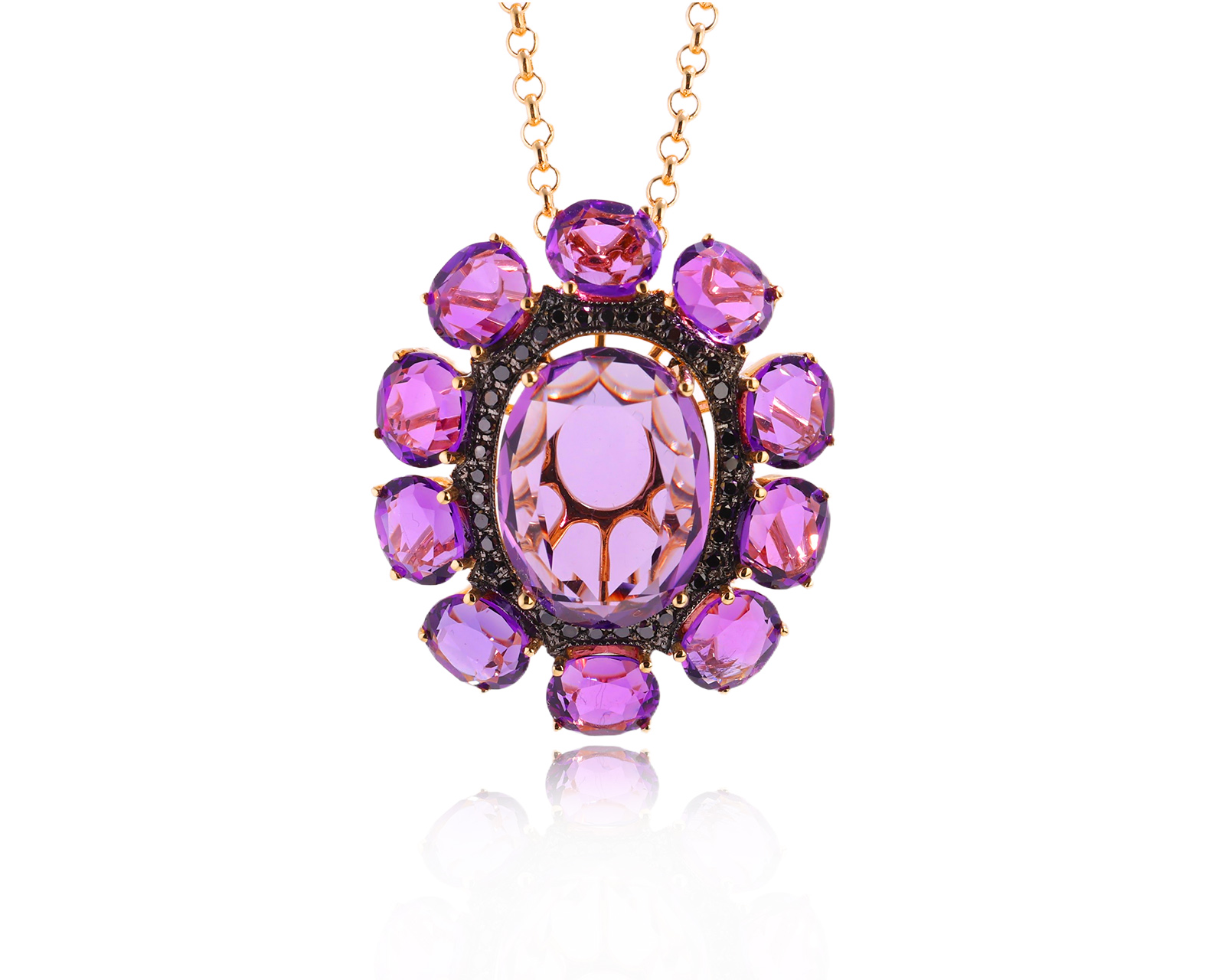 Золотой кулон с аметистами 13.27ct и бриллиантами 0.28ct 090625/2