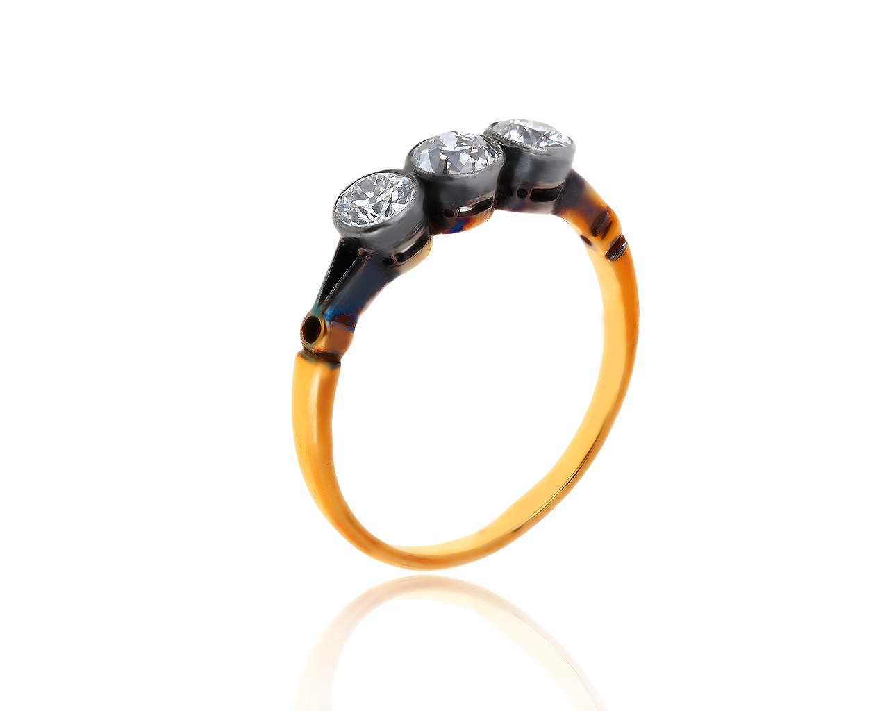 Винтажное золотое кольцо с бриллиантами 0.77ct