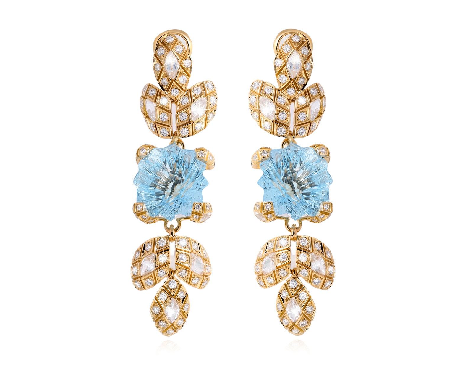 Оригинальные золотые серьги с топазами 20.68ct Maxim Demidov 120126/1