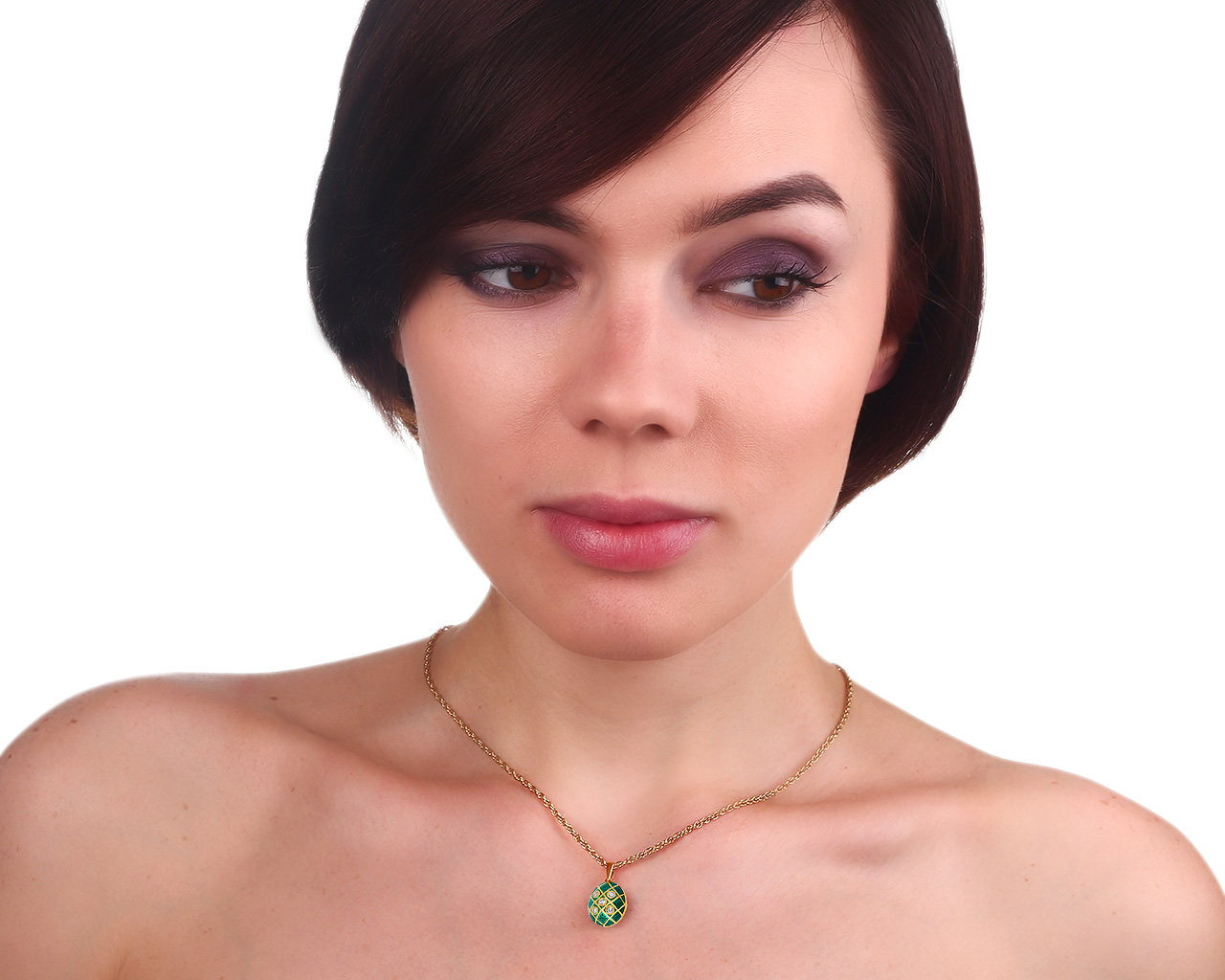 Золотая подвеска с эмалью и бриллиантами 0.11ct