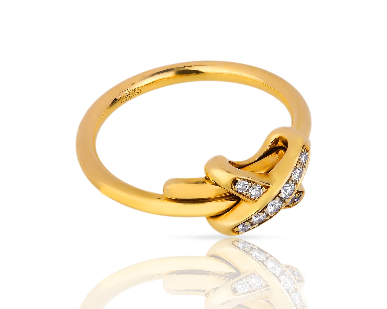 Идеальное золотое кольцо с бриллиантами 0.11ct Chaumet