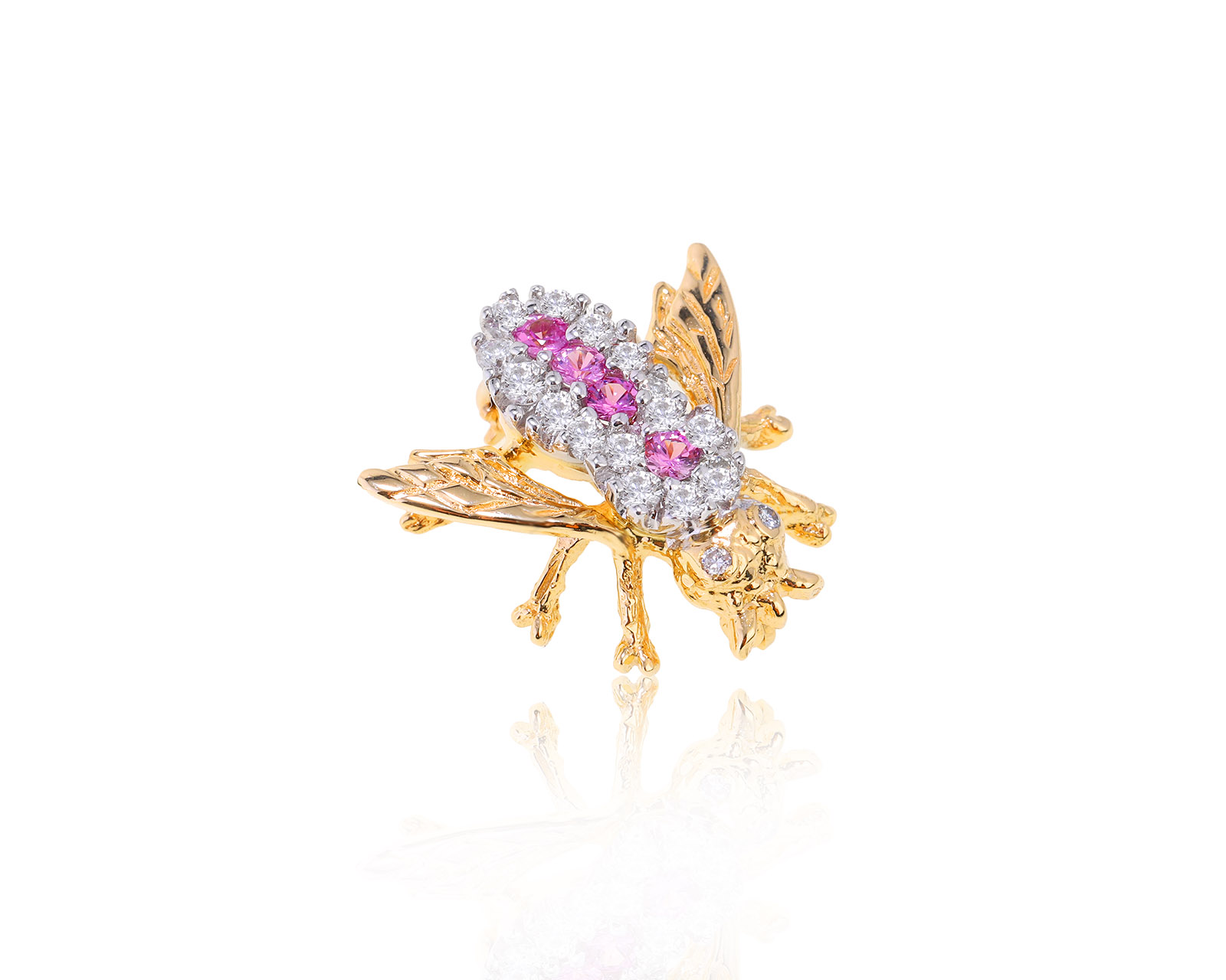 Модная золотая брошь с розовыми сапфирами 0.28ct 130222/6