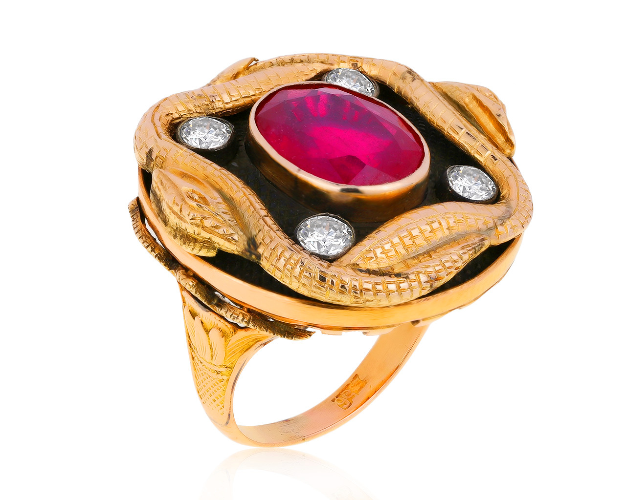 Потрясающее золотое кольцо с рубином 3.70ct