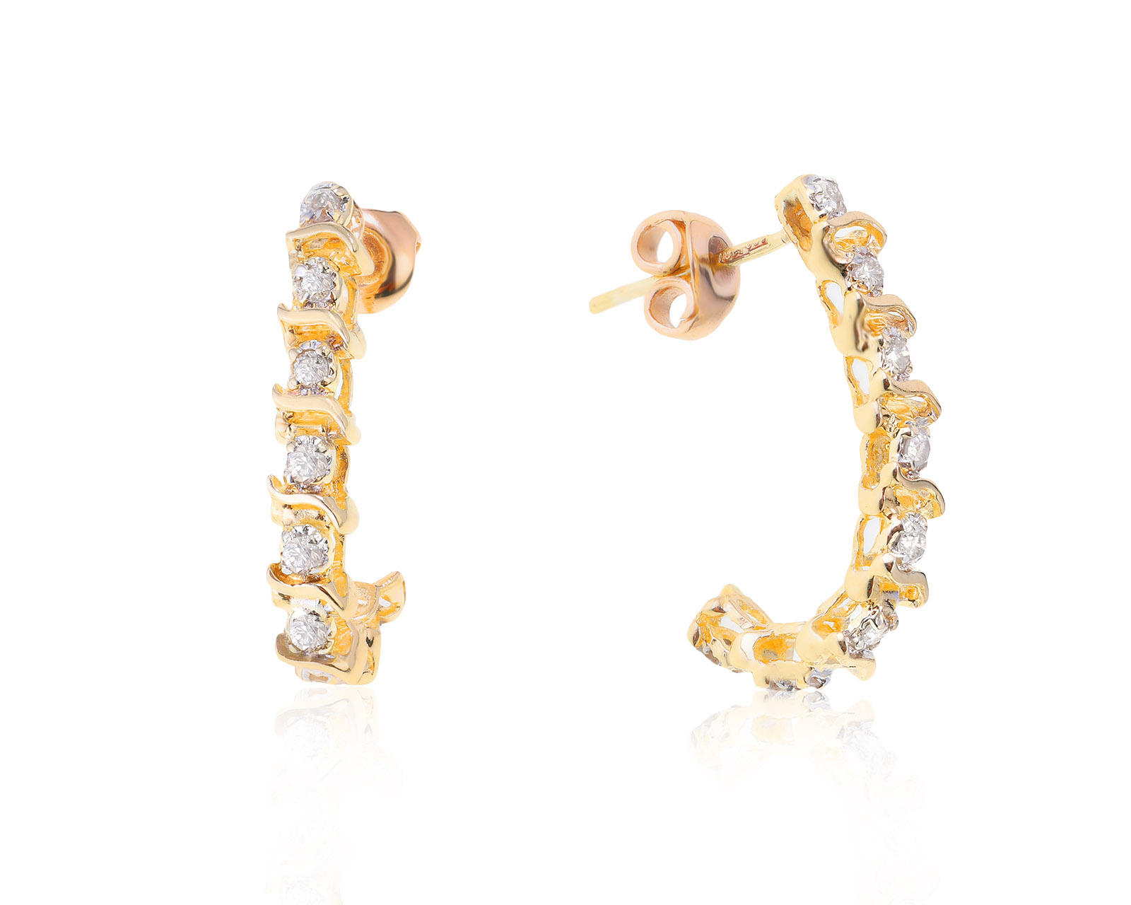 Нарядные золотые серьги с бриллиантами 0.19ct 101022/2