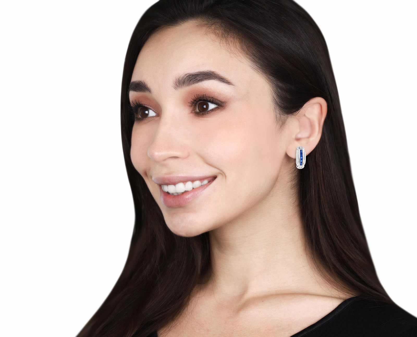 Платиновые серьги с сапфирами 1.05ct и бриллиантами 0.06ct