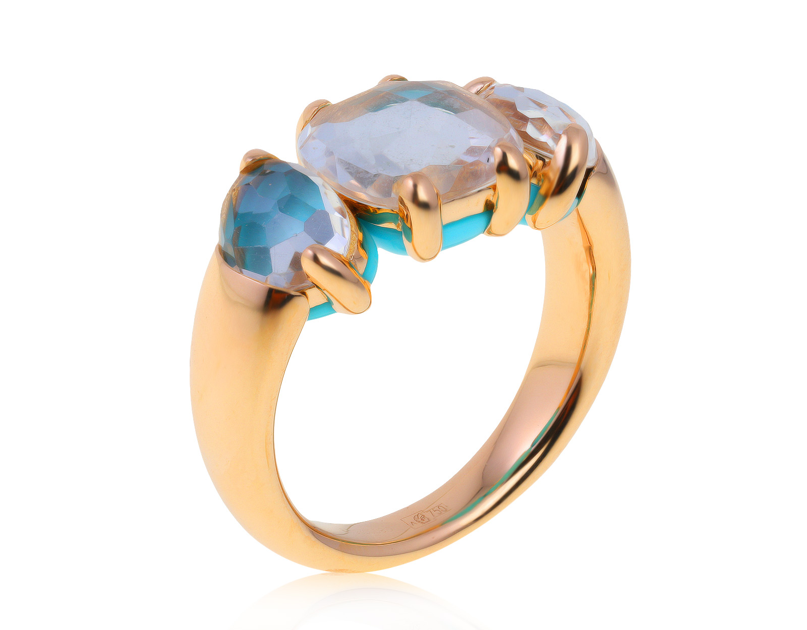 Оригинальное золотое кольцо с бирюзой 4.30ct Pomellato Capri 090721/13