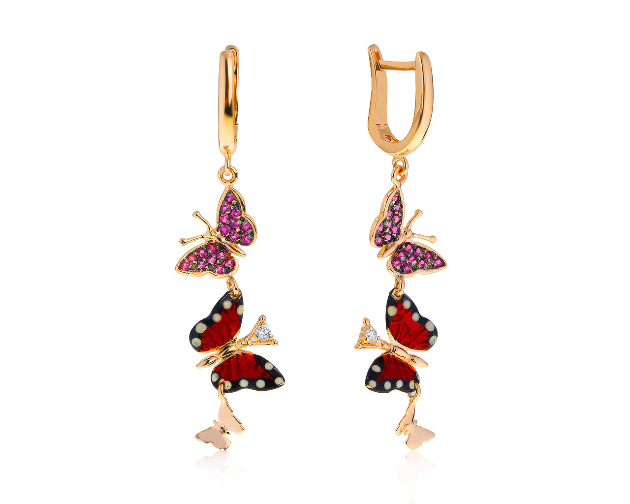 Оригинальные золотые серьги с сапфирами 0.20ct Roberto Bravo Monarch Butterfly 020521/10