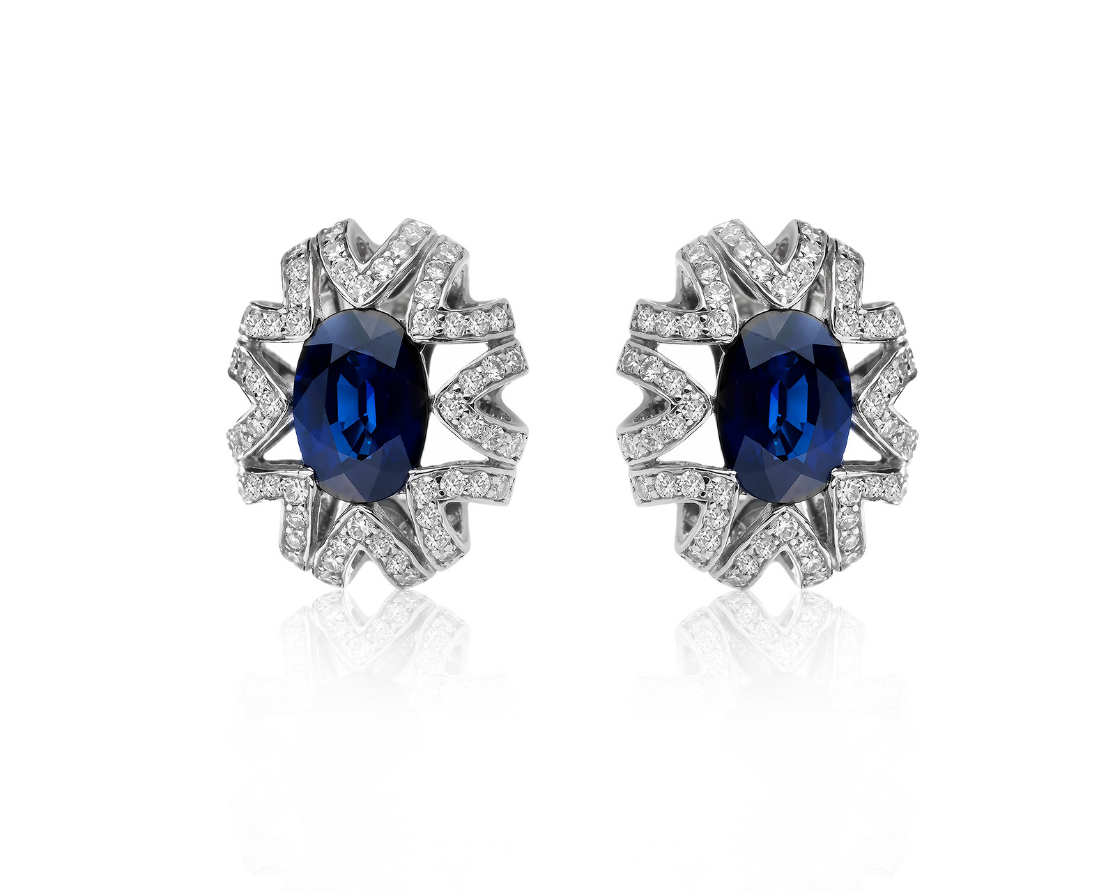 Оригинальные золотые серьги с сапфирами 2.90ct Lykov`s Jewellery 040626/КМ374