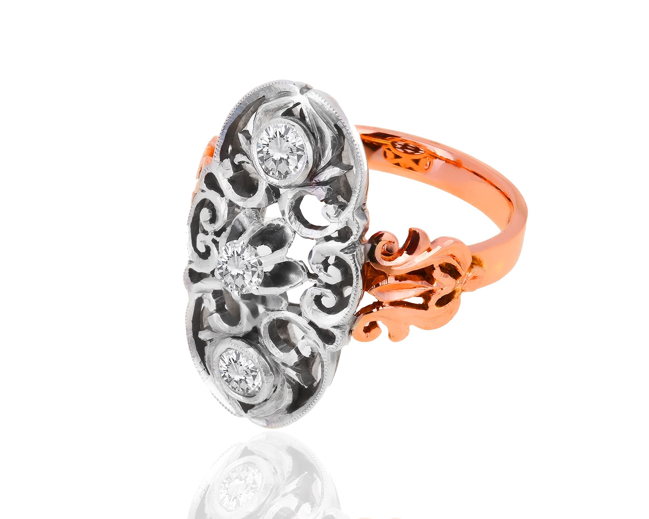 Узорное золотое кольцо с бриллиантами 0.61ct 041118/1